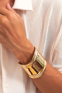 MICAS Bracelets|Accessories-Metal Geometric Wide Bracelet GOLD