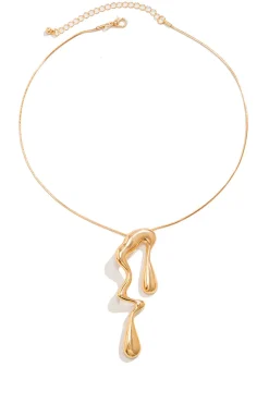 MICAS Necklaces|Accessories-Metal Irregular Teardrop Liquid Design Necklace PURE GOLD