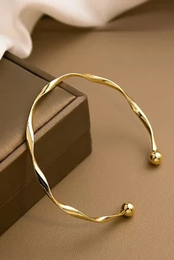 MICAS Bracelets|Accessories-Metal Open Bangle GOLD