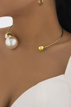 MICAS Necklaces|Accessories-Metal Pearl Necklaces