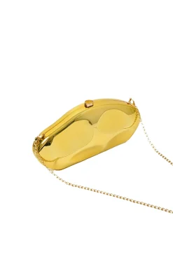 MICAS Accessories|Bags-Metallic Box Shape Clutch Bag PURE GOLD