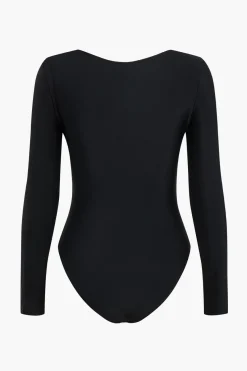 MICAS Swimwear-Metallic Button Cut Out One-Piece Swimsuit BLACK