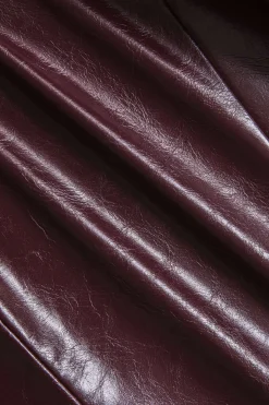 MICAS Short Sets-Metallic Button Faux Leather Shorts Set MAROON