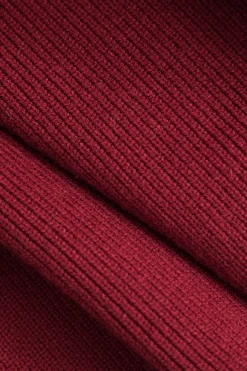 MICAS Knitwear|Knit Tops-Metallic Button V-Neck Sweater Long-Sleeve Top BURGUNDY