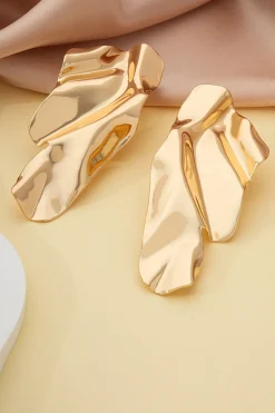 MICAS Earrings|Accessories-Metallic Exaggerated Wing Earrings GOLD