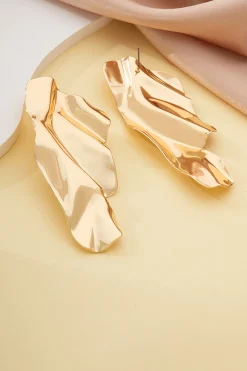 MICAS Earrings|Accessories-Metallic Exaggerated Wing Earrings GOLD