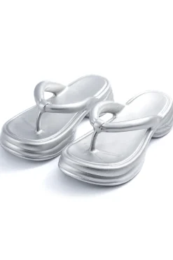 MICAS Shoes|Shoes-Metallic Flip Flops SILVER