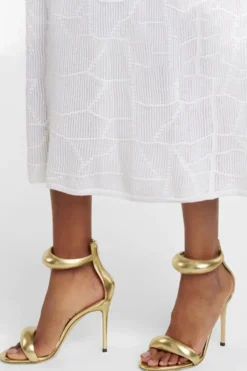 MICAS Shoes|Shoes-Metallic Open Toe Ankle Strap High Heels