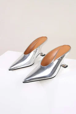 MICAS Shoes|Shoes-Metallic Pointed Low Heels SILVER