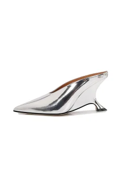 MICAS Shoes|Shoes-Metallic Pointed Low Heels SILVER