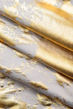 MICAS Maxi Dresses-Metallic Print V-neck Backless Slip Maxi Dress