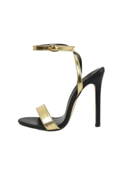 MICAS Shoes|Shoes-Metallic Rhinestone Open Toe High Heels GOLD