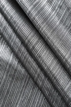 MICAS Midi Dresses-Metallic Ruched Slit Midi Dress