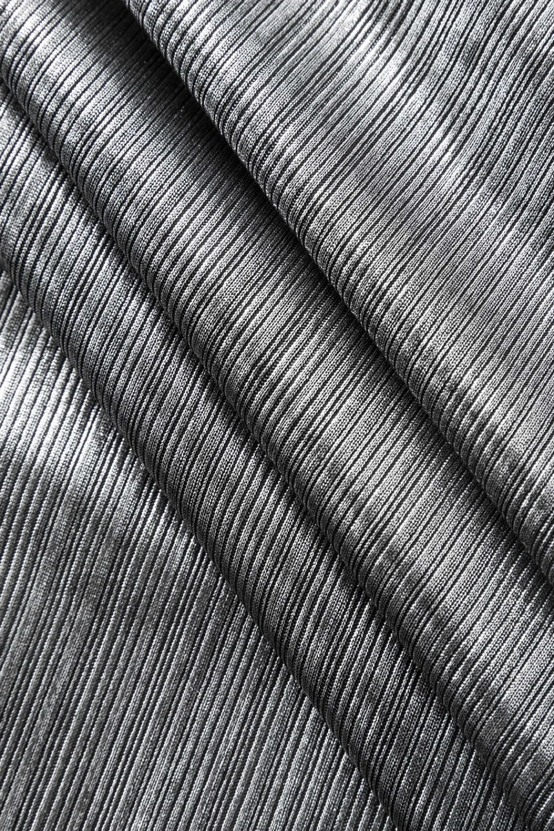 MICAS Midi Dresses-Metallic Ruched Slit Midi Dress