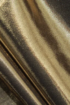 MICAS Maxi Dresses-Metallic Tie Halter Cowl Neck Backless Maxi Dress