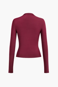 MICAS Long Sleeve Tops|Long Sleeves Tops-Mock neck Ruched Long Sleeve Top