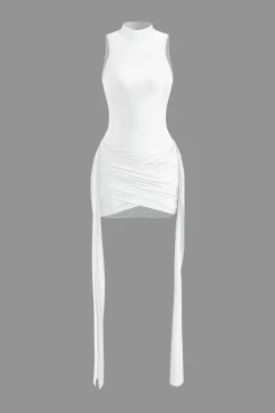 MICAS Mini Dresses-Mock Neck Ruched Mini Dress