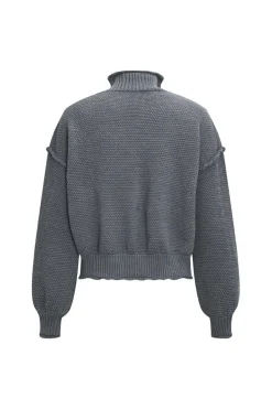 MICAS Skirt Sets-Mock Neck Top And Skirt Set GRAY