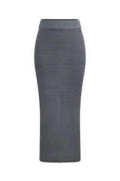 MICAS Skirt Sets-Mock Neck Top And Skirt Set GRAY