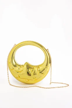 MICAS Bags-Moon Shape Chain Strap Tote Bag GOLD