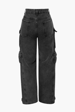 MICAS Cargo Pants|Jeans-Multi Pocket Rolled Hem Wide Leg Cargo Jeans