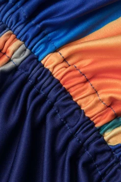 MICAS Swimwear|Vacation Sets-Multi Print One Shoulder Crop Top And Ruched Drawstring Mini Skirt Set BLUE