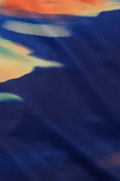 MICAS Swimwear|Vacation Sets-Multi Print One Shoulder Crop Top And Ruched Drawstring Mini Skirt Set BLUE