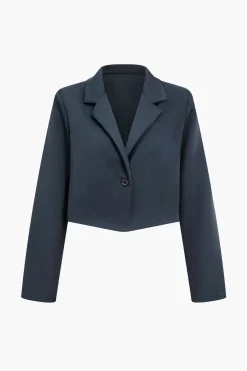 MICAS Blazers|Pant Sets-Notched Lapel Blazer And High Waist Trousers Set DARK GRAY