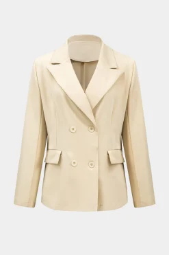 MICAS Blazers|Pant Sets-Notched Lapel Blazer And Trouser Sets BEIGE