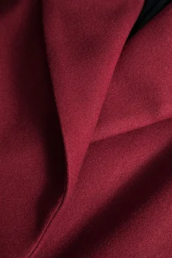 MICAS Outerwear|Blazers-Notched Lapel Buttoned Blazers With Fake Pockets BURGUNDY