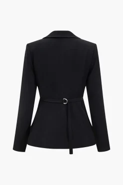 MICAS Outerwear|Blazers-Notched Lapel One Button Blazer BLACK