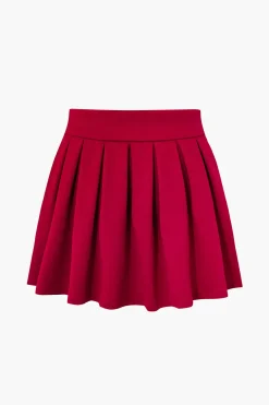 MICAS Skirt Sets-Notched Lapel Vest And Pleated Mini Skirt Set