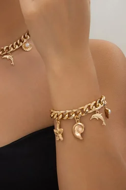 MICAS Bracelets|Accessories-Ocean-themed Pendant Bracelet GOLD