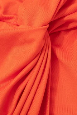 MICAS Skirt Sets|Vacation Sets-Off Shoulder Cut Out Long Sleeve Top And Twist Slit Maxi Skirt Set ORANGE