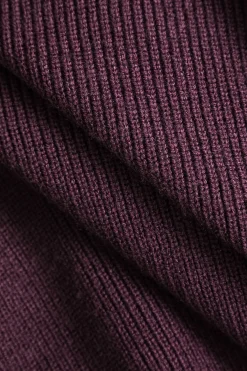 MICAS Knitwear|Knit Tops-Off Shoulder Drawstring Sweater Long-Sleeve Top EGGPLANT PURPLE