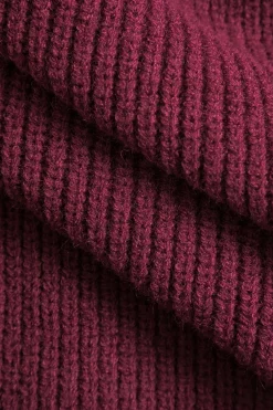 MICAS Long Sleeve Dresses|Knit Dresses-Off Shoulder Long Sleeve Sweater Dress BURGUNDY