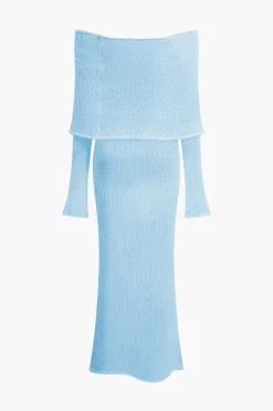 MICAS Long Sleeve Dresses|Knitwear-Off Shoulder Open Knit Maxi Dress