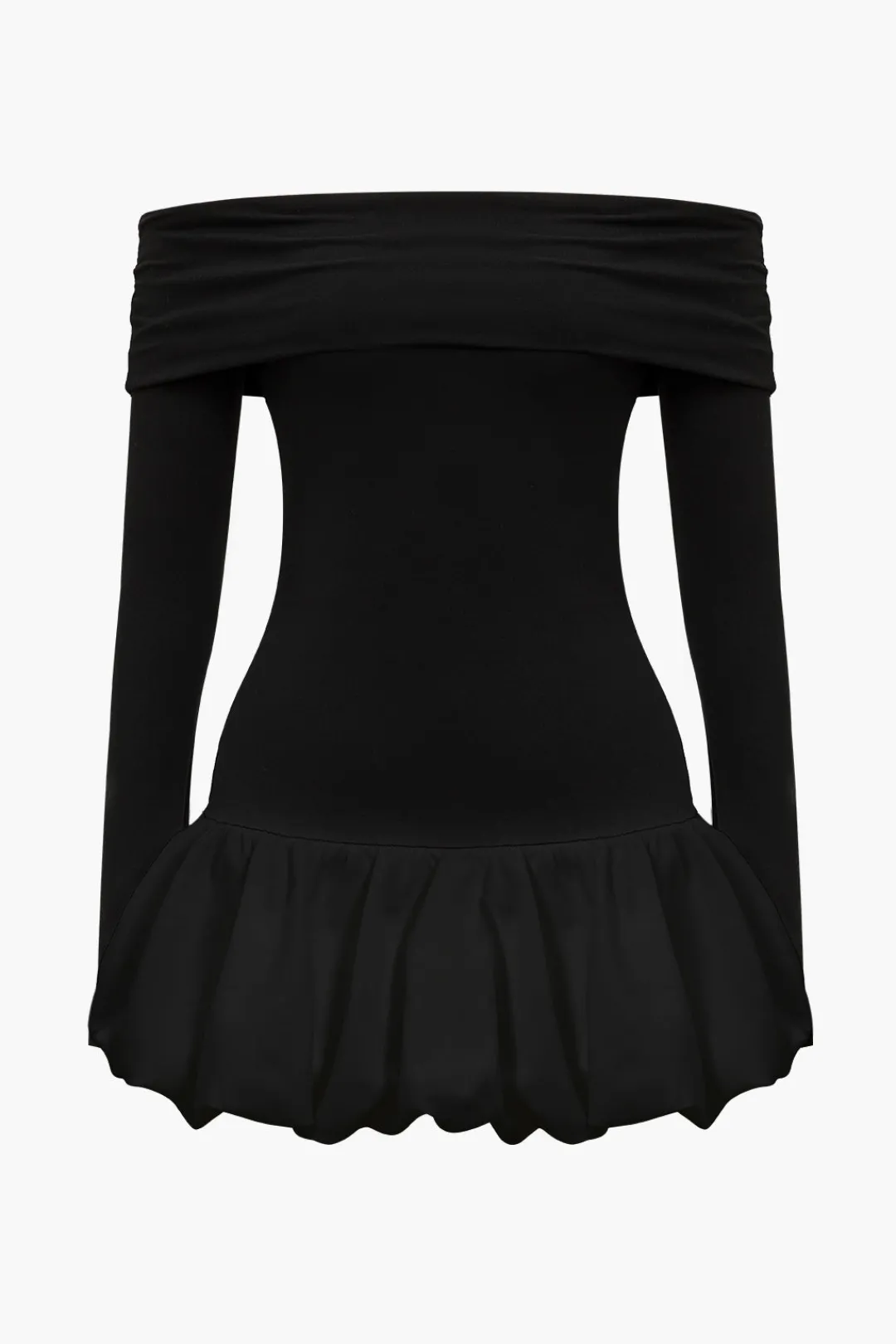 MICAS Long Sleeve Dresses|Mini Dresses-Off Shoulder Patchwork Mini Dress