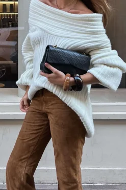 MICAS Knit Tops-Off Shoulder Ribbed Knit Mini Dress