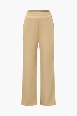 MICAS Pant Sets-Off Shoulder Ruched Asymmetric Top And Straight Leg Pants Set