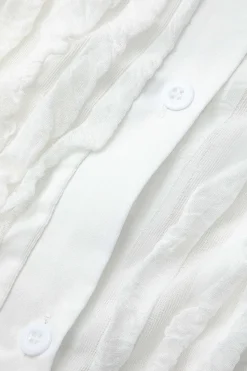 MICAS Long Sleeve Dresses|Maxi Dresses-Off Shoulder Textured Button Up Slit Long Sleeve Maxi Dress