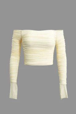 MICAS Long Sleeve Tops|Long Sleeves Tops-Off-The Shoulder Long-Sleeve Top BEIGE