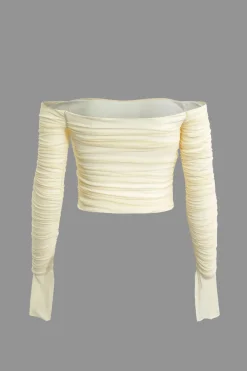 MICAS Long Sleeve Tops|Long Sleeves Tops-Off-The Shoulder Long-Sleeve Top BEIGE