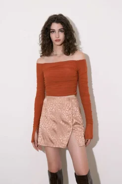 MICAS Long Sleeve Tops|Long Sleeves Tops-Off-The Shoulder Long-Sleeve Top BEIGE