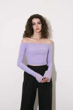 MICAS Long Sleeve Tops|Long Sleeves Tops-Off-The Shoulder Long-Sleeve Top BEIGE