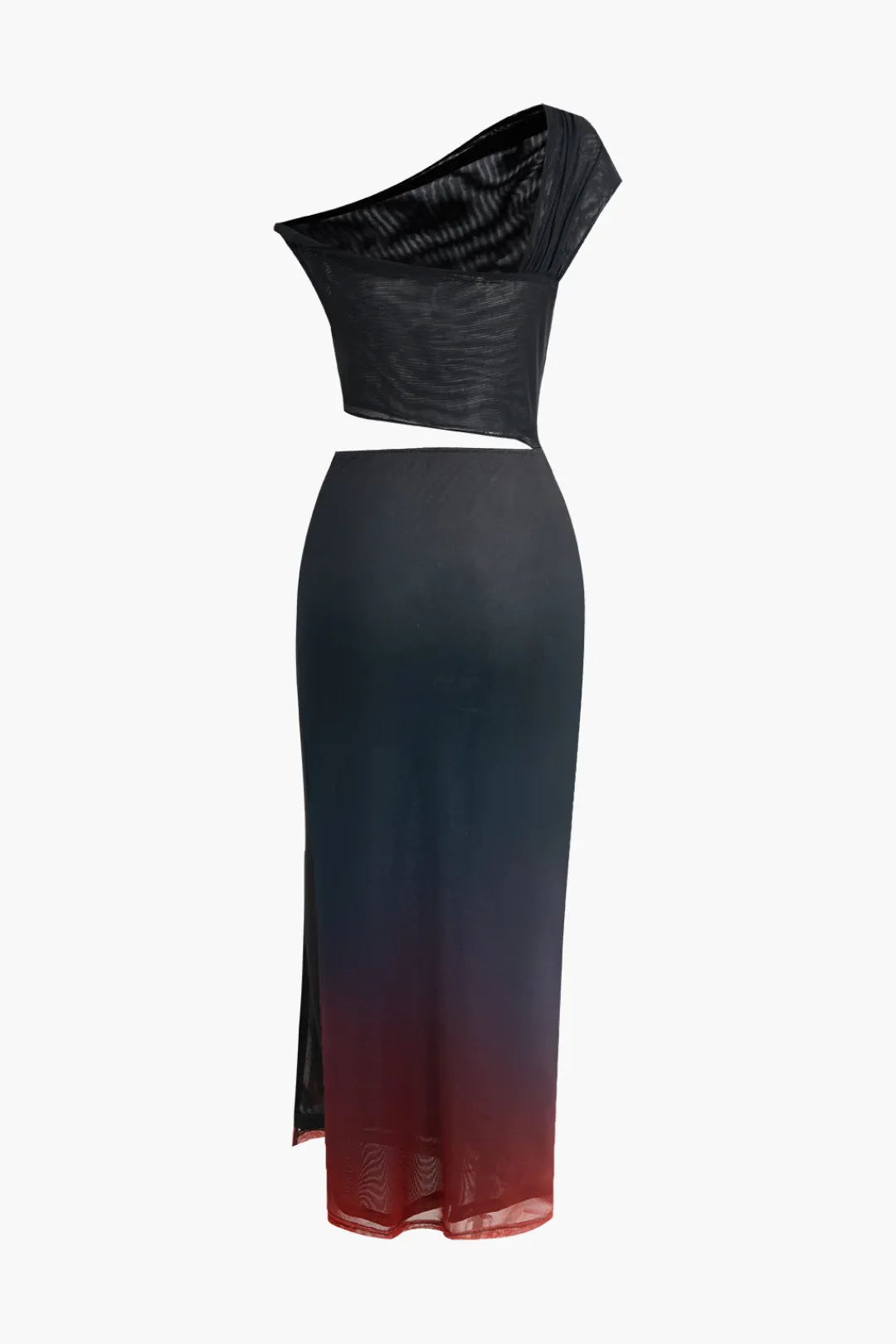 MICAS Maxi Dresses-Ombre Cut Out Asymmetrical Mesh Slit Midi Dress MULTICOLOR