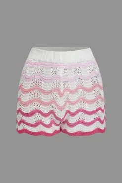 MICAS Knit Sets-Ombre Knit Color Block Mini Skirt Set Contrast Color