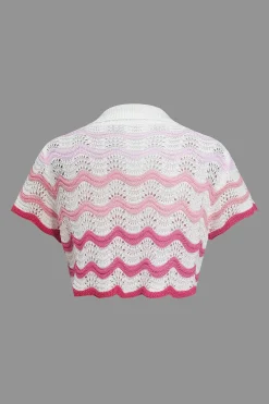 MICAS Knit Sets-Ombre Knit Color Block Mini Skirt Set Contrast Color