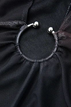 MICAS Long Sleeve Dresses|Mini Dresses-Ombre Mesh Deep V-neck Long Sleeve Mini Dress Contrast Color