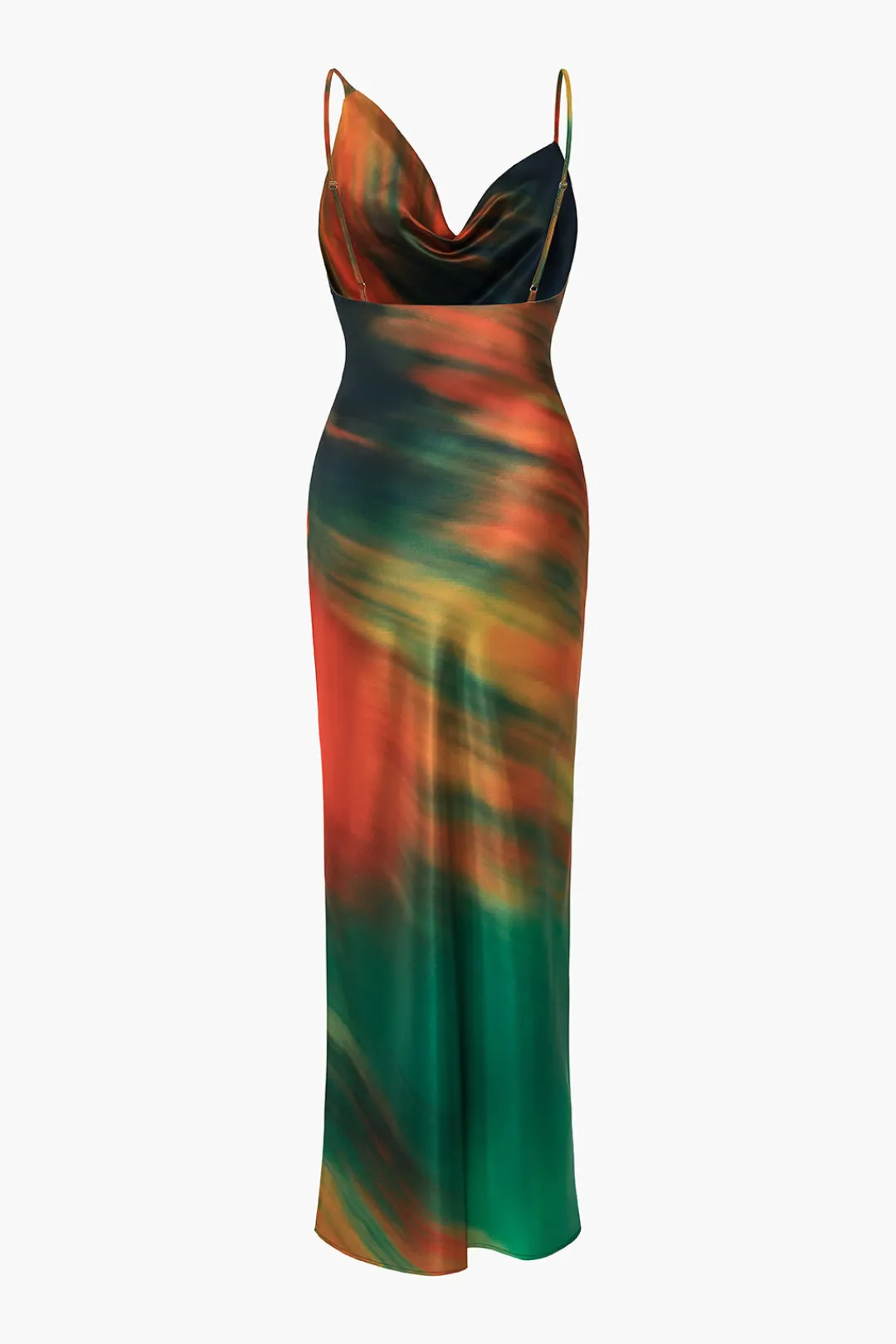 MICAS Maxi Dresses-Ombre Print Cowl Neck Asymmetrical Slip Maxi Dress MULTICOLOR